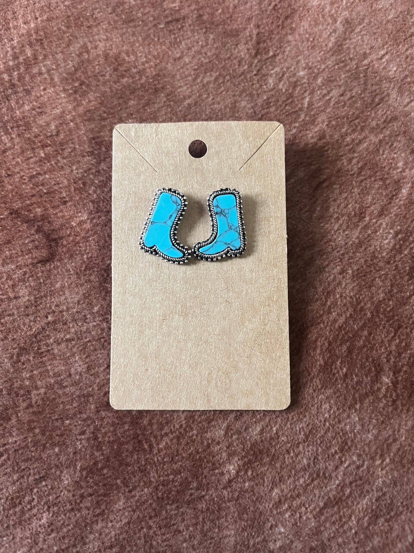 Turquoise Cowboy Boot Stud Earrings