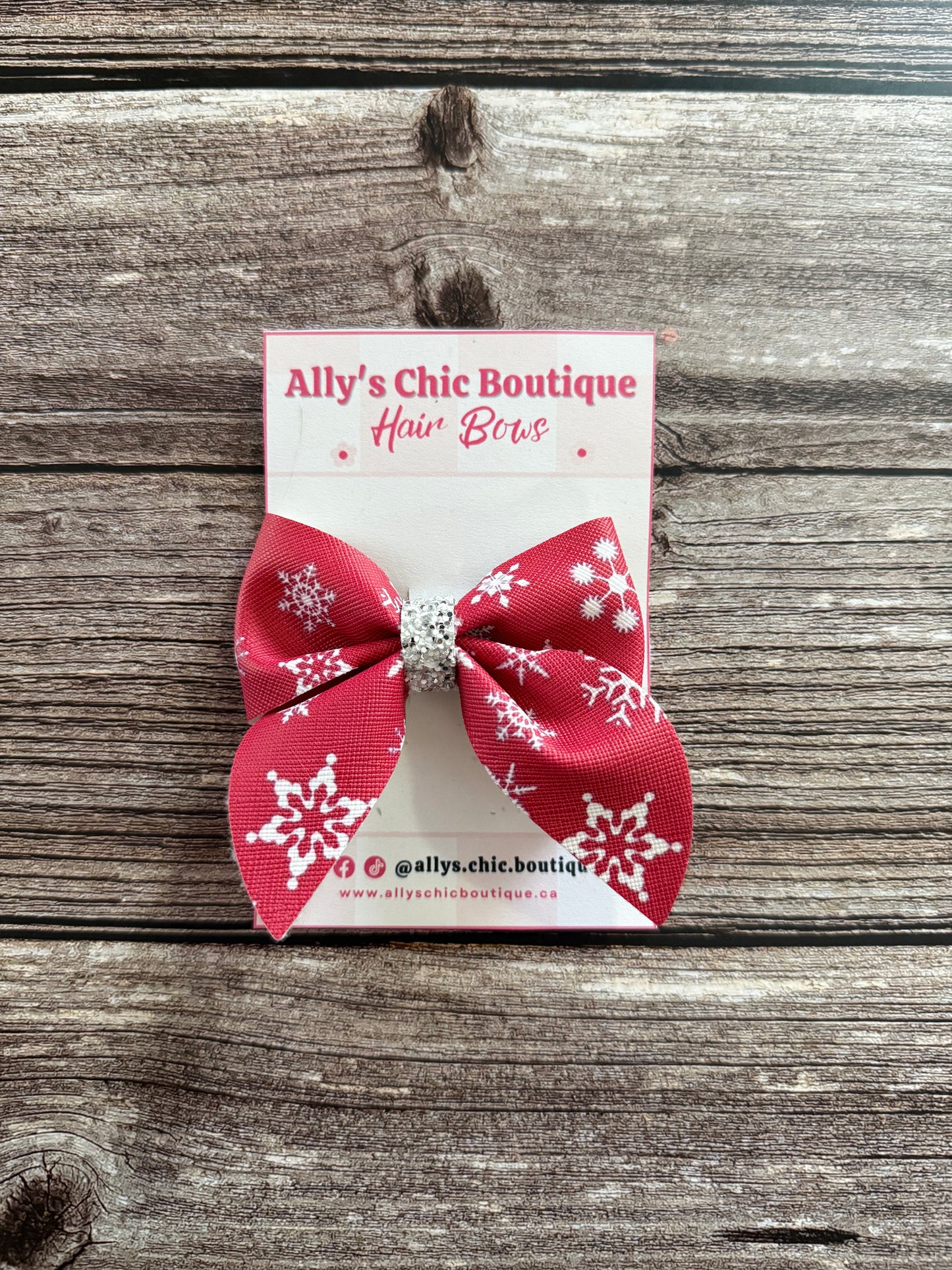 Snowflake Sparkle Christmas Hair Bow