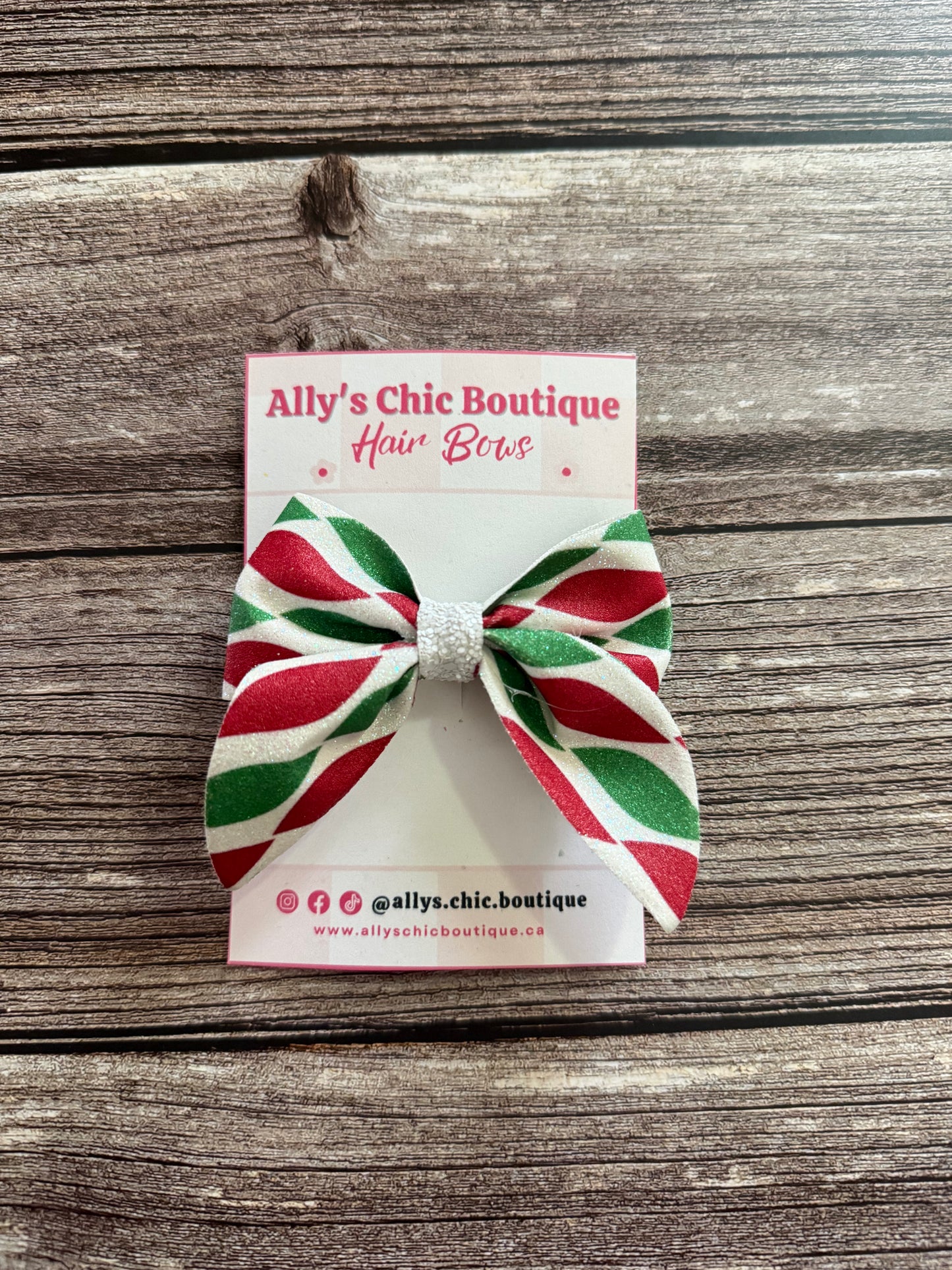 Candy Cane Swirl Christmas Hair Bow