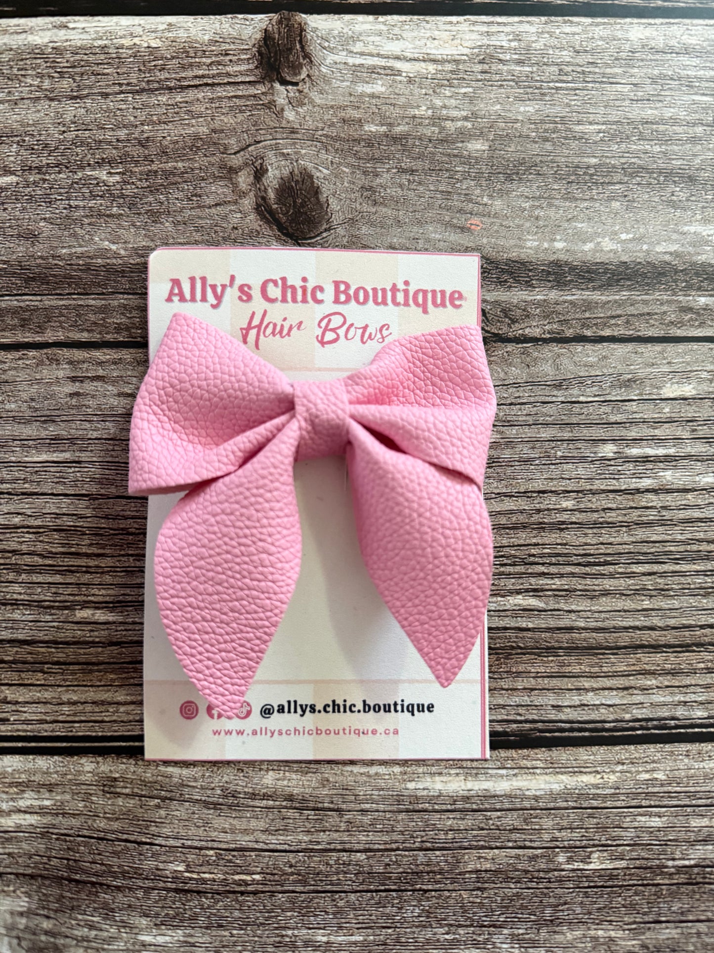 Pink Prairie Faux Leather Hair Bow