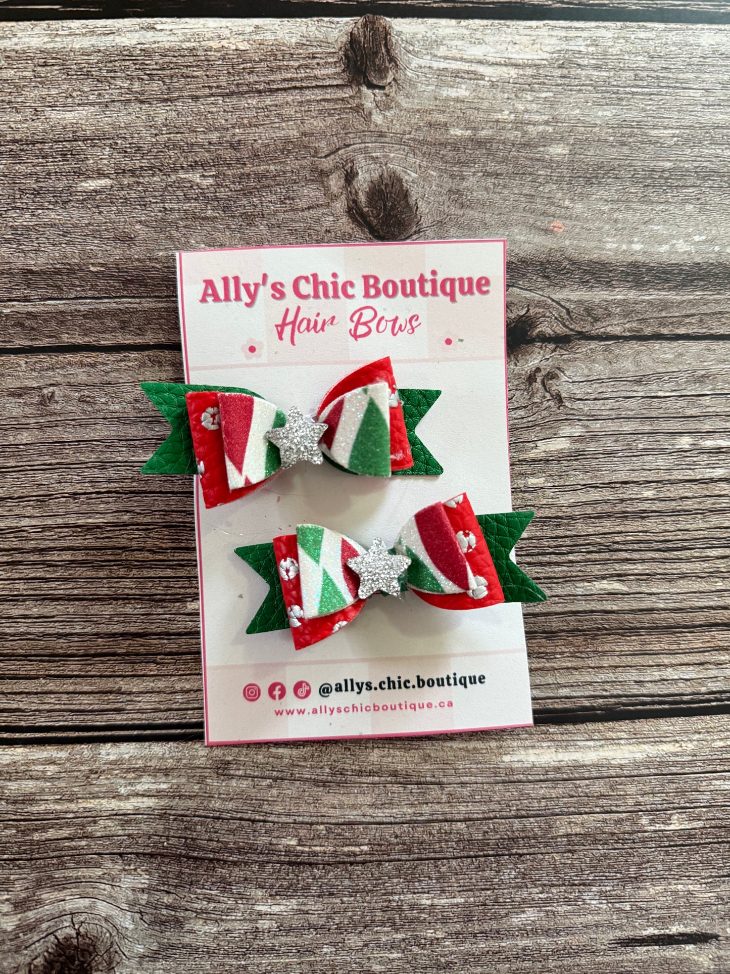 Christmas Star Pigtail Hair Bow Set