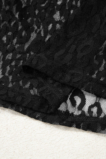 Black Leopard Lace Top