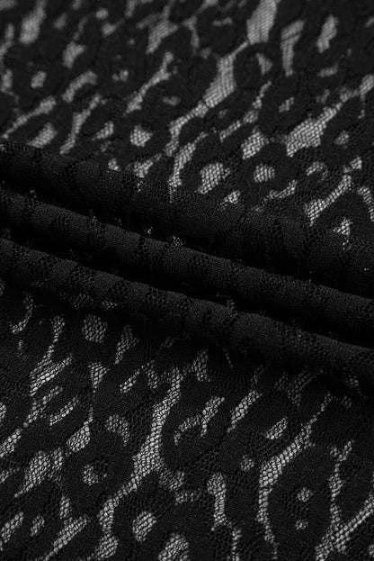 Black Leopard Lace Top