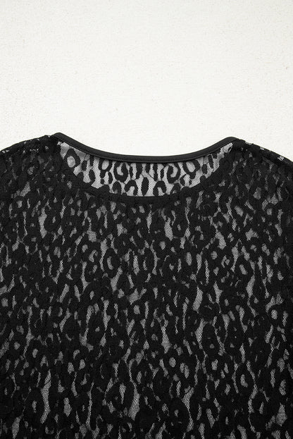 Black Leopard Lace Top