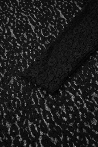 Black Leopard Lace Top