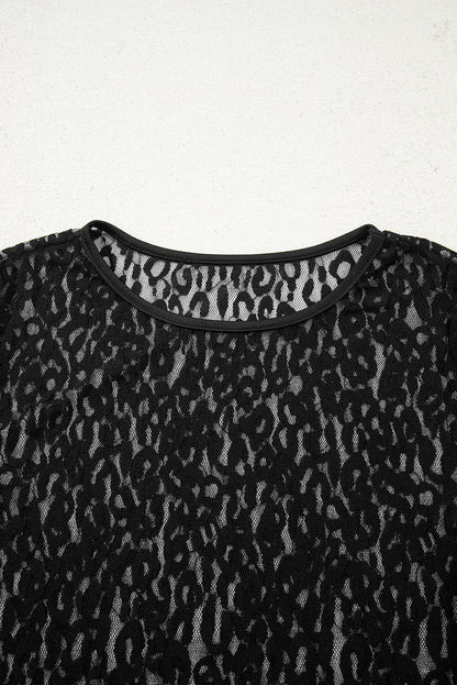 Black Leopard Lace Top