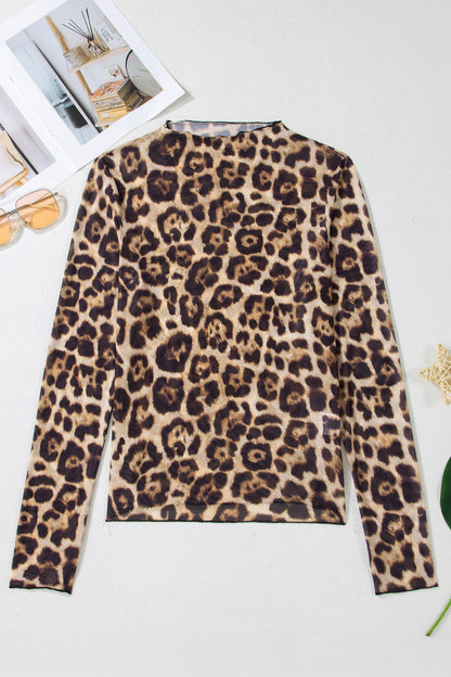 Cheetah Print Mesh Top
