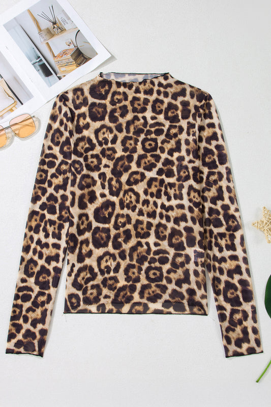 Cheetah Print Mesh Top