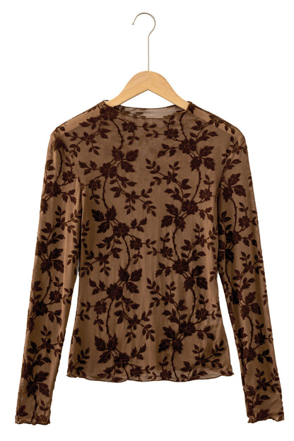 Winter Rose Floral Mesh Top