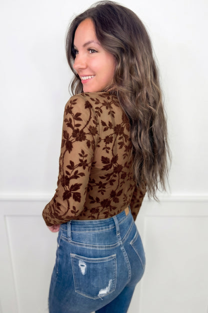 Winter Rose Floral Mesh Top