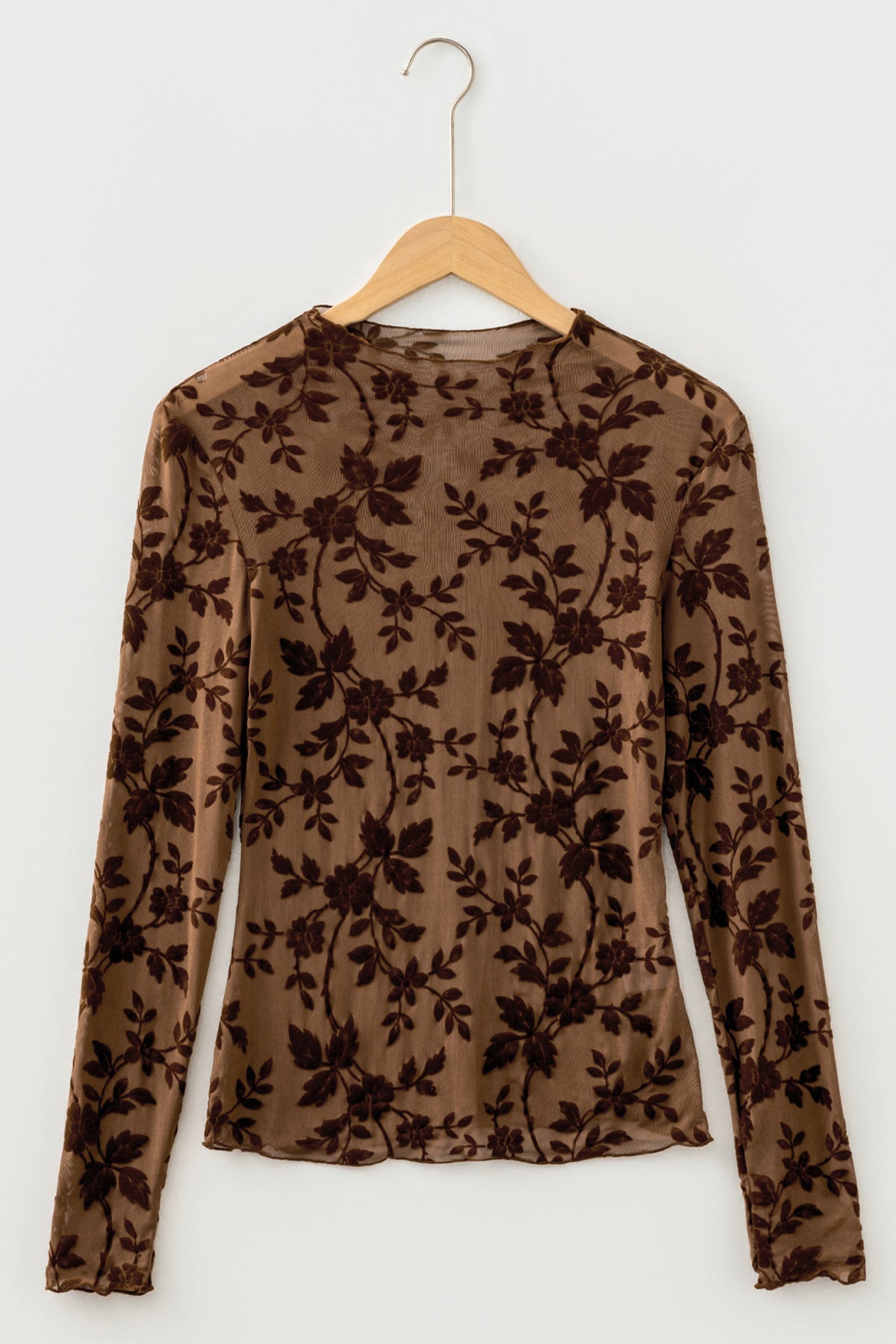 Winter Rose Floral Mesh Top
