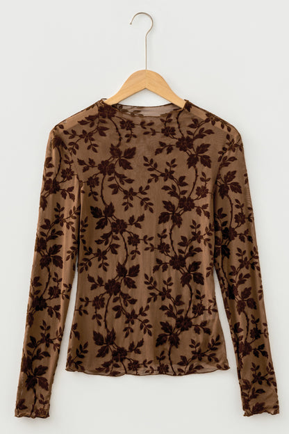 Winter Rose Floral Mesh Top