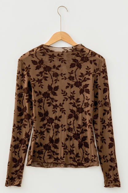 Winter Rose Floral Mesh Top