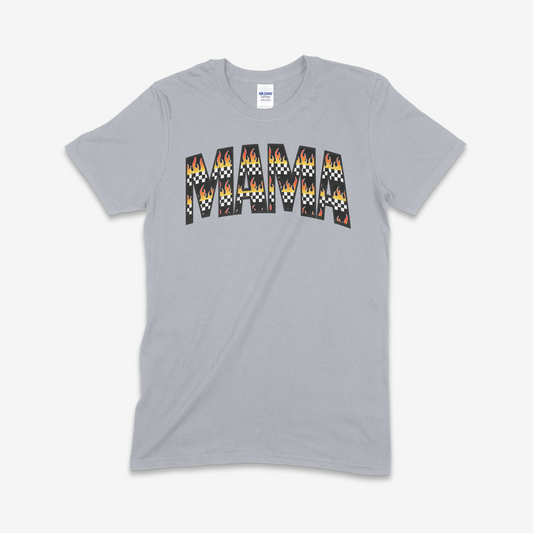 Mama Checkered and Flames T-shirt (Made to Order)