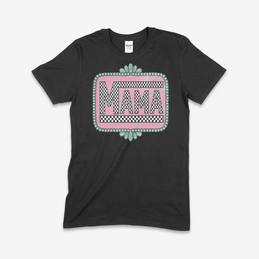 Pink and Turquoise Mama T-shirt (Made to Order)