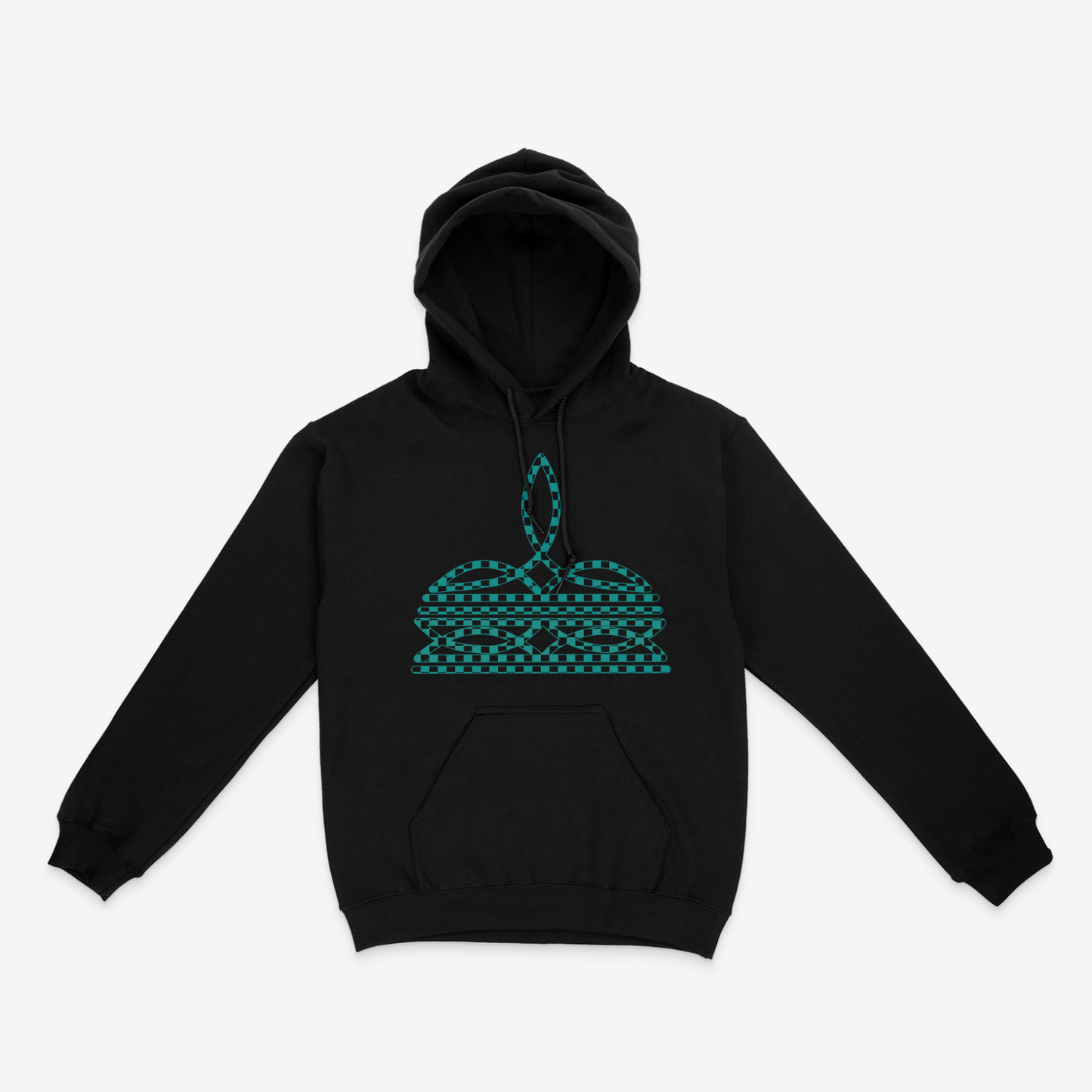 Turquoise Checkered Boot Stitch Hoodie (Made to Order)