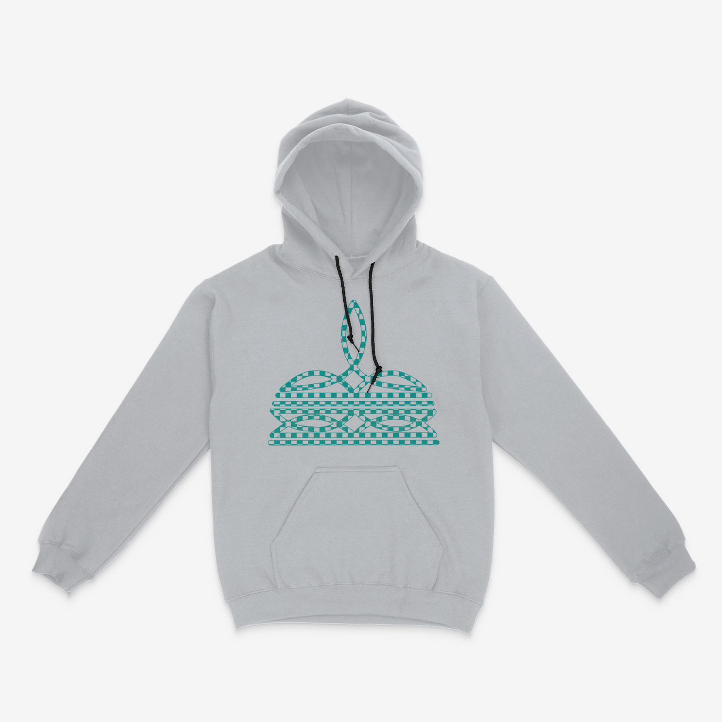 Turquoise Checkered Boot Stitch Hoodie (Made to Order)