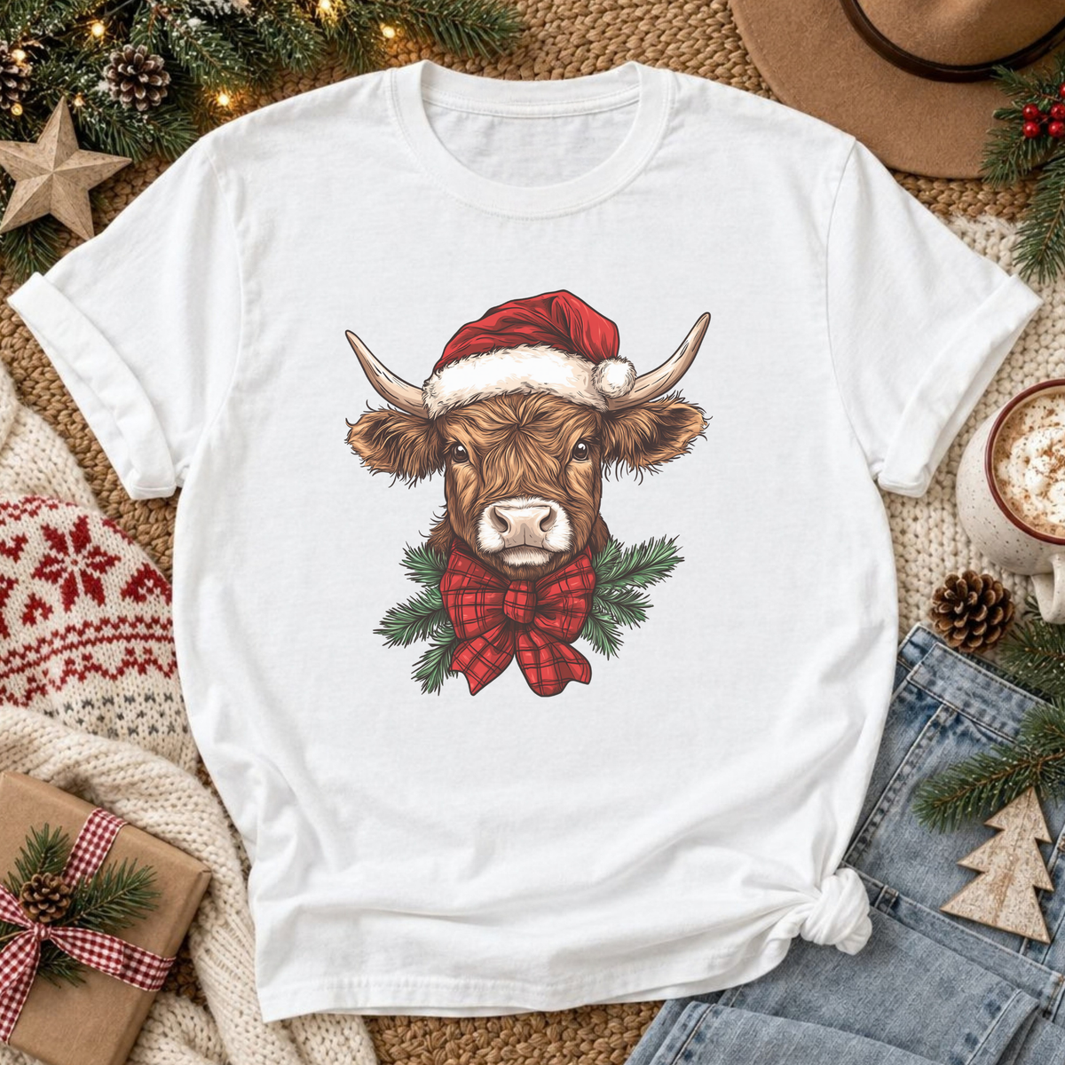 Highland Christmas Cutie Retro T-Shirt