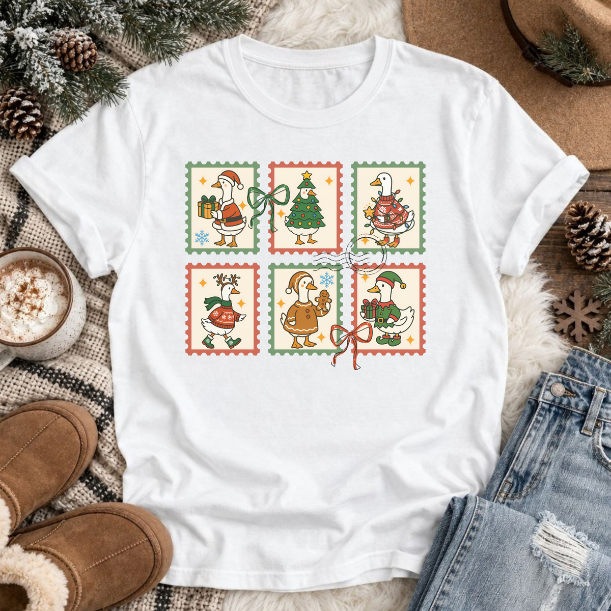 Christmas Goose Mail Retro T-Shirt
