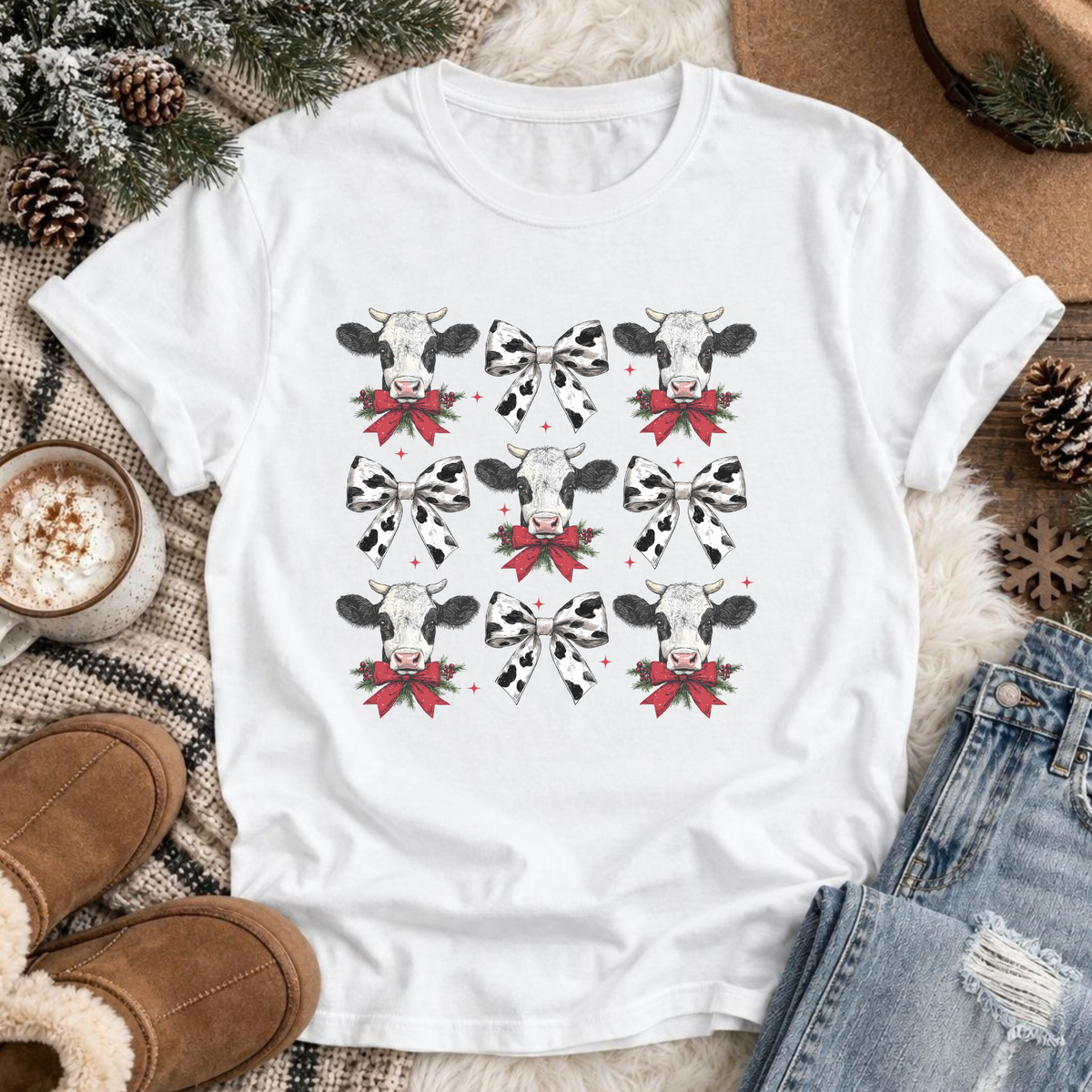 Christmas Cowgirl Bows Retro T-Shirt