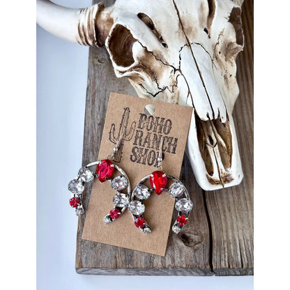 Glass Stone Squash Blossom Western Earrings