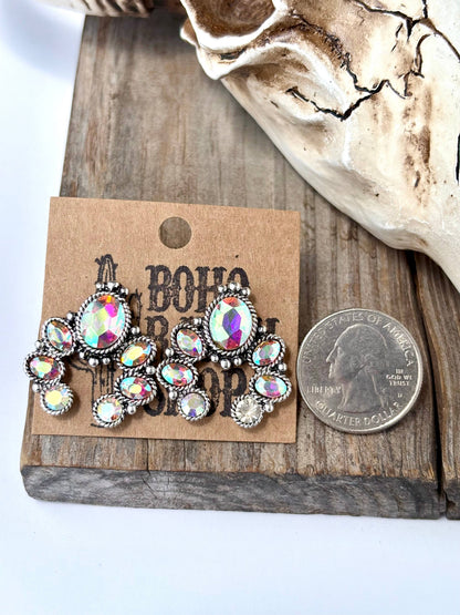 Squash Blossom Turquoise Stone Stud Earrings
