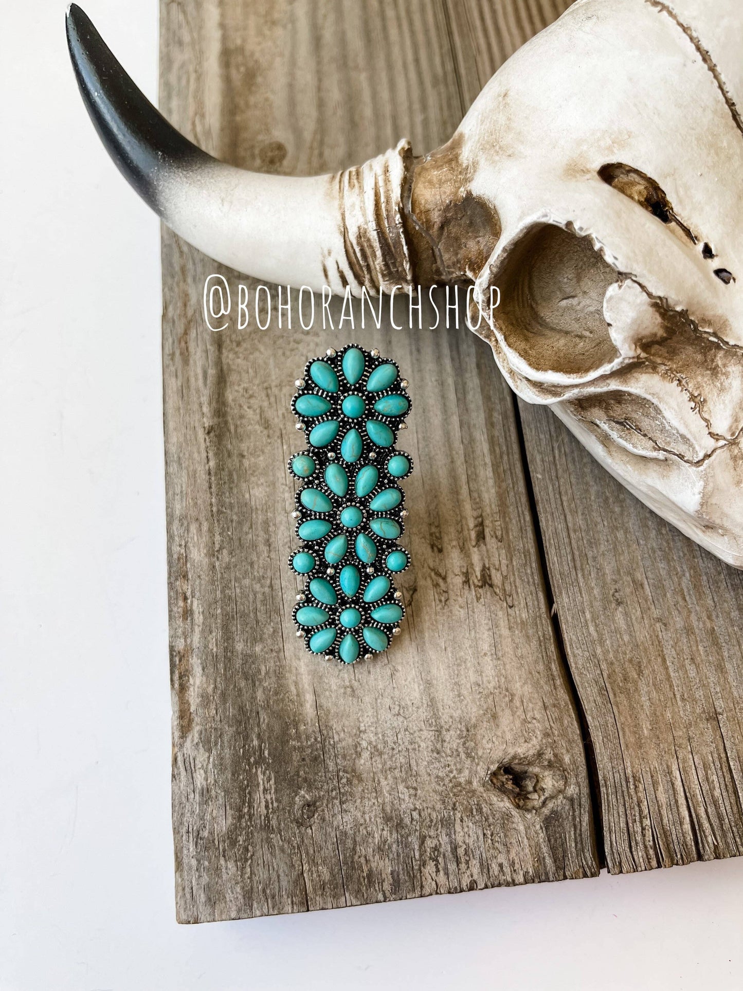 Western Adjustable Cluster Cuff Ring | turquoise or copper