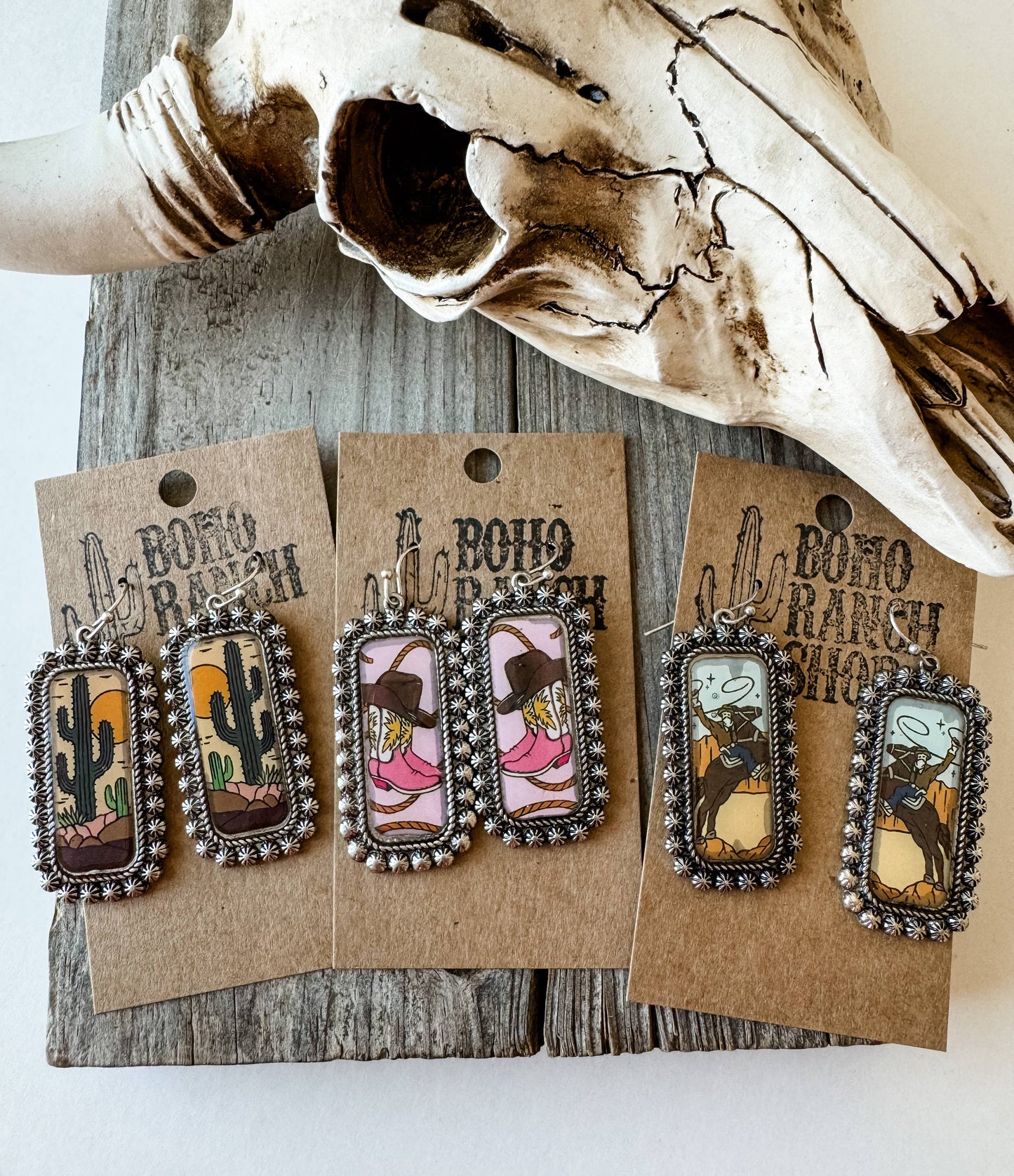 Western Scenery Cowgirl Earrings