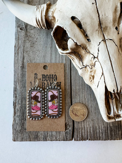 Western Scenery Cowgirl Earrings