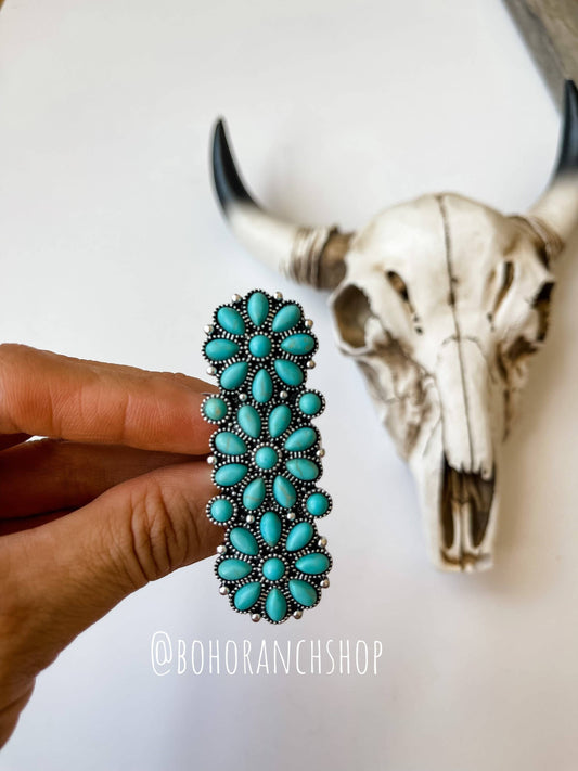 Western Adjustable Cluster Cuff Ring | turquoise or copper